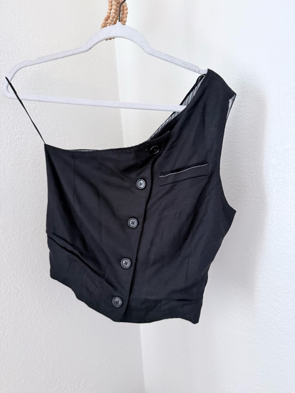 Zara One Shoulder Asymmetrical Black Vest